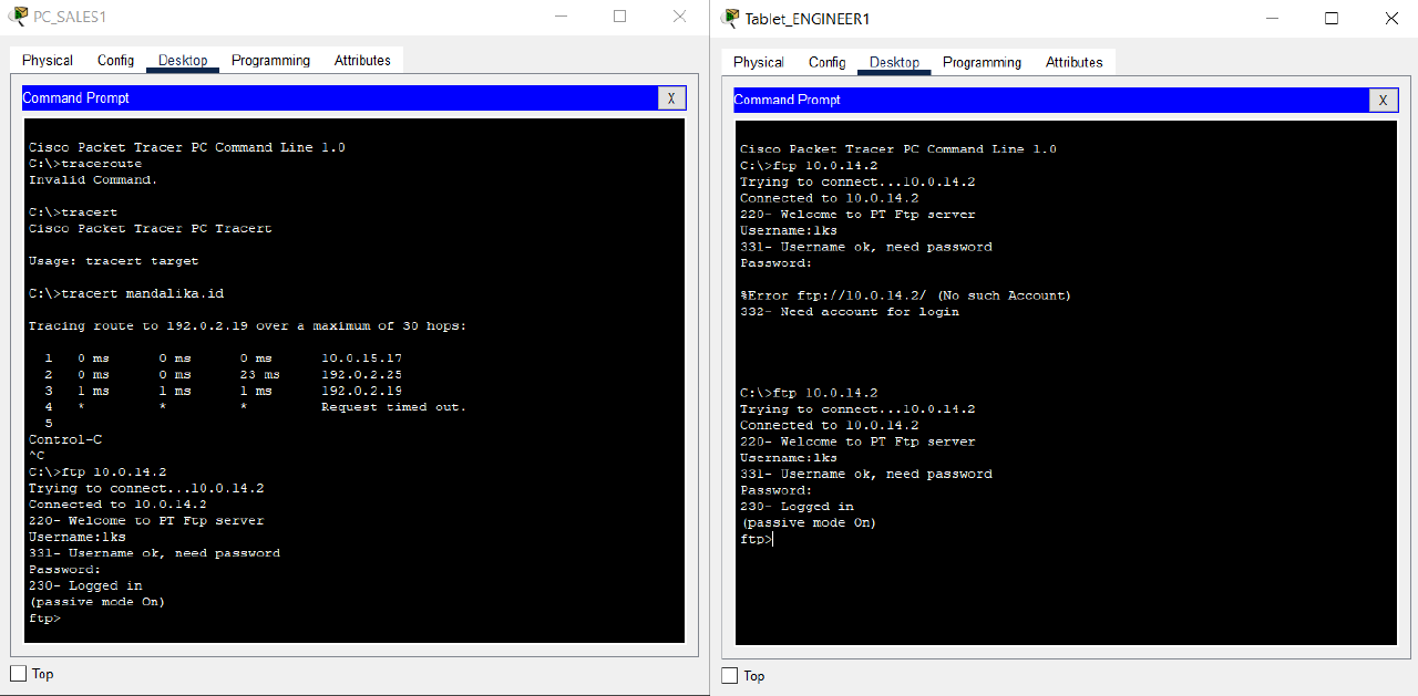 FTP Access to HQ Server from VLAN Sales and WLAN Engineer