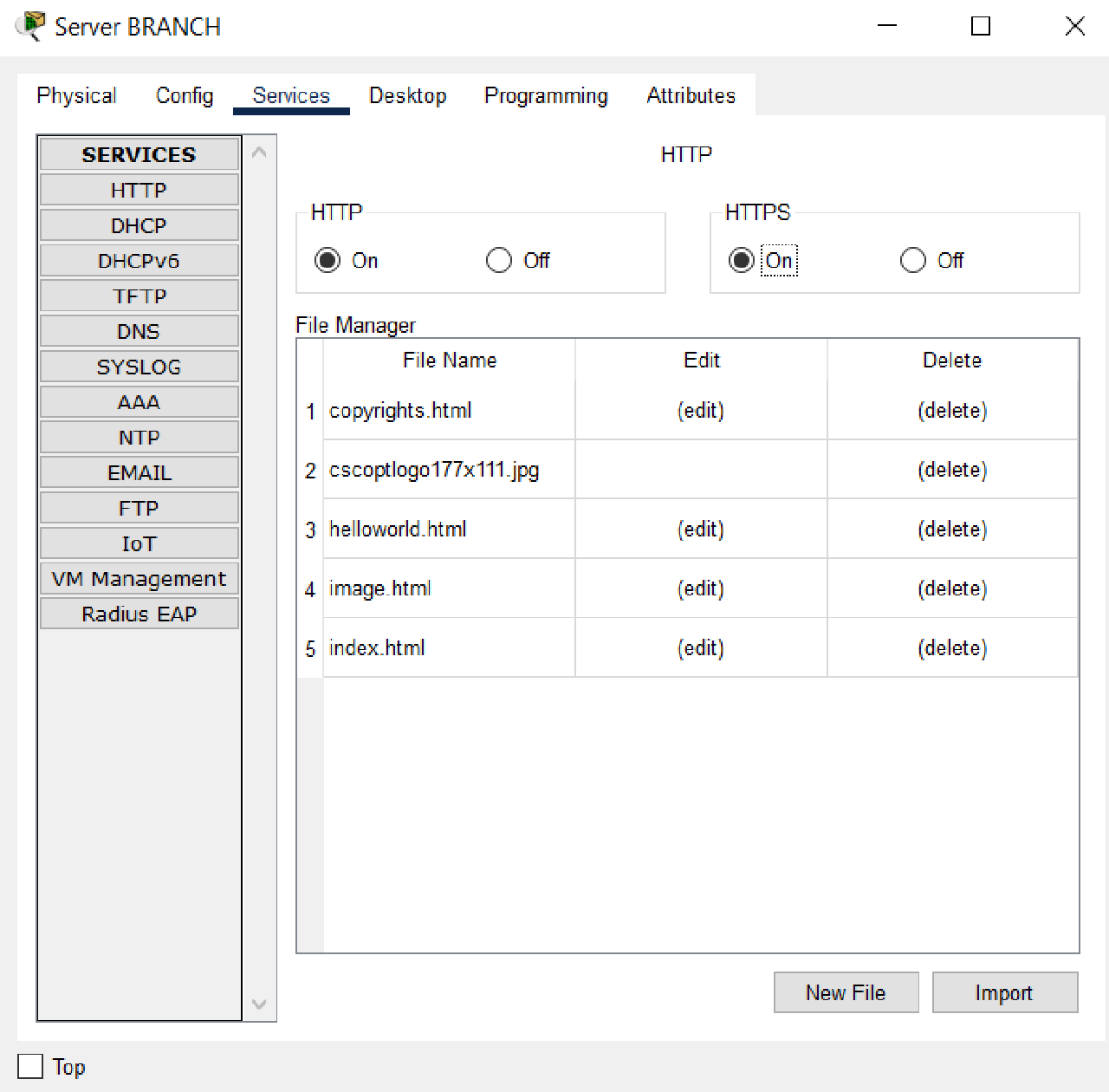 Enable HTTP and HTTPS services BRANCH Sumbawa Server