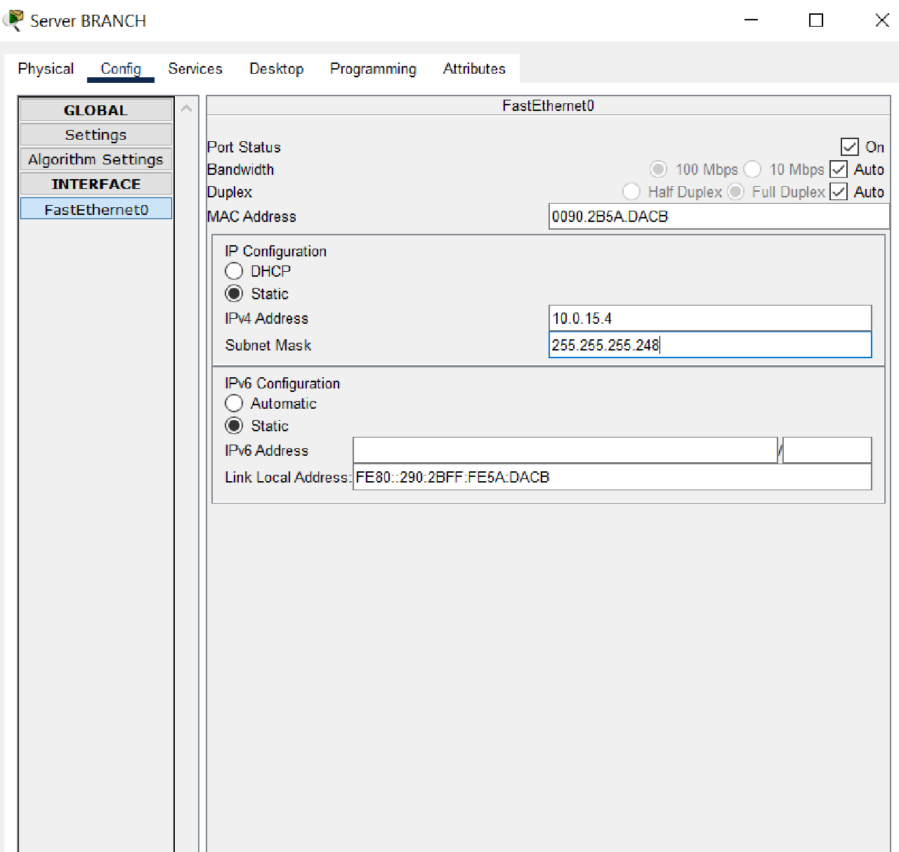 IP Address BRANCH Sumbawa Server