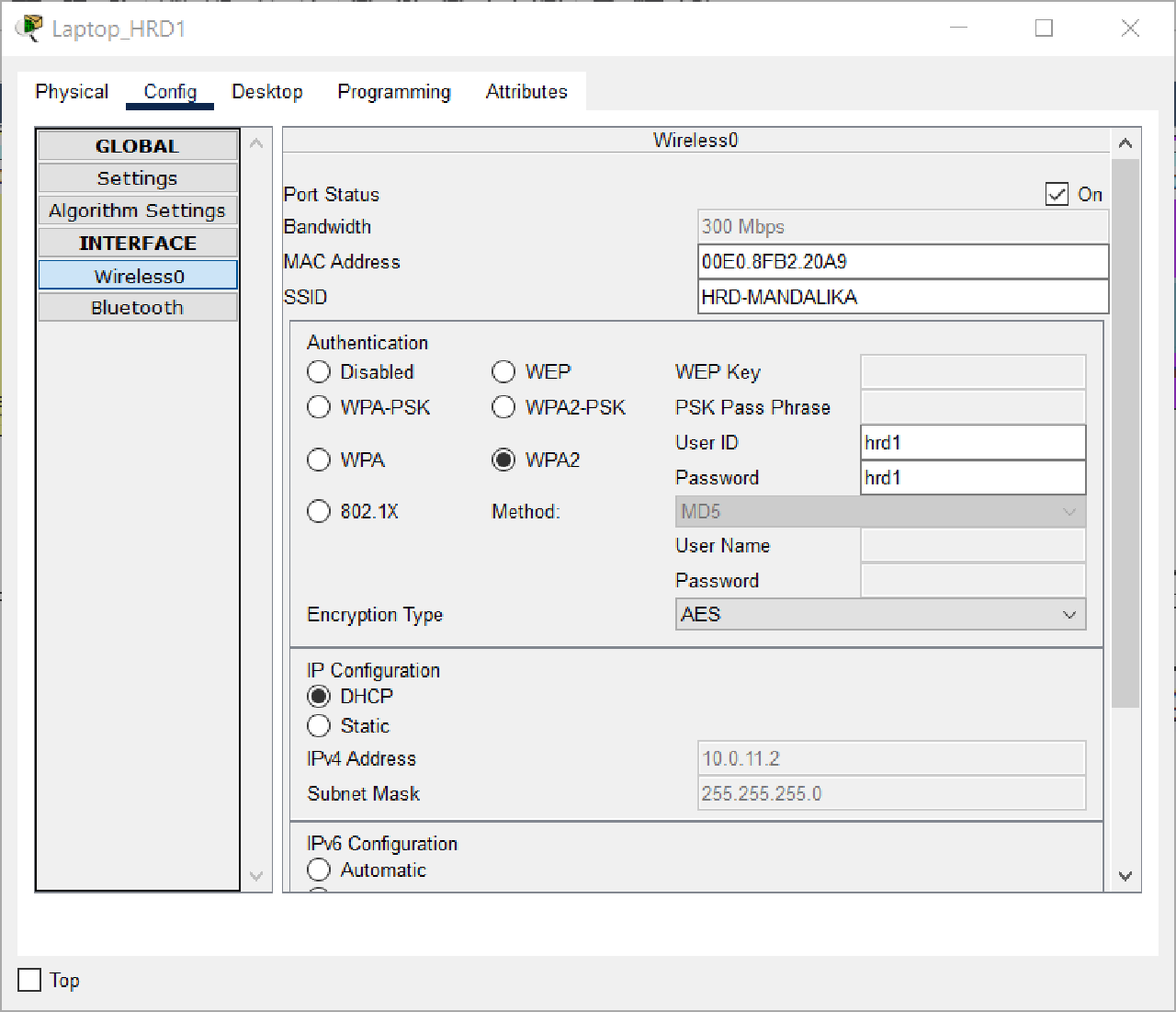 LAPTOP HRD1 DHCP Success