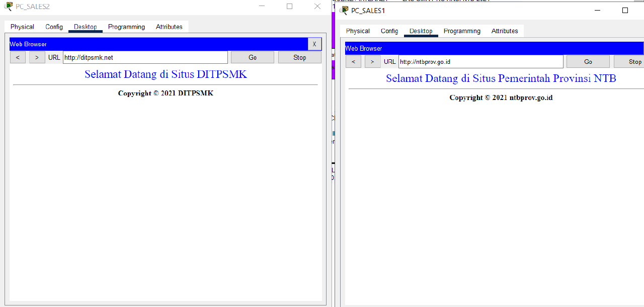 Client access to ntbprov.go.id and ditpsmk.net is success