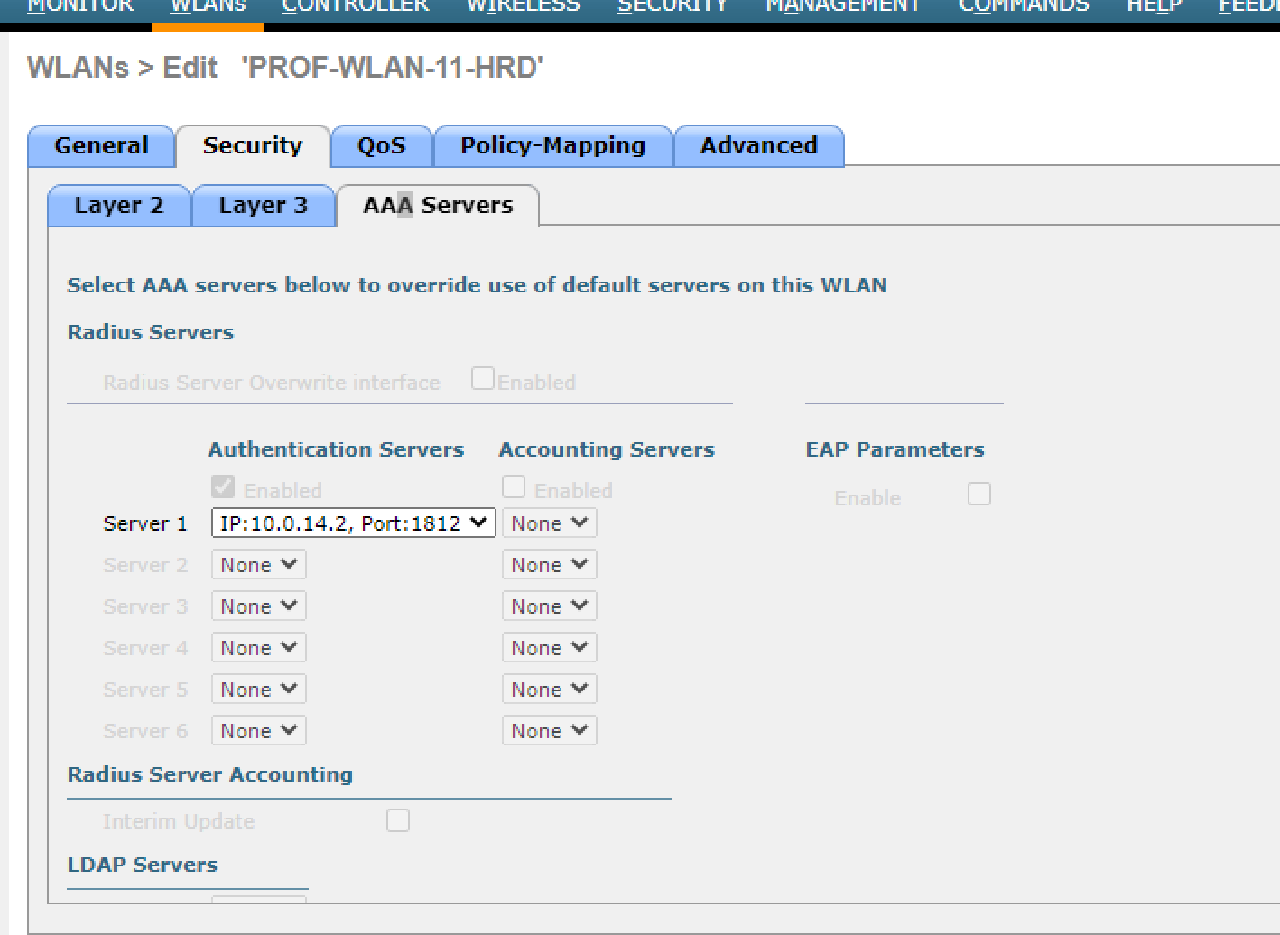 WLC HQ WLAN 11 AAA SETUP