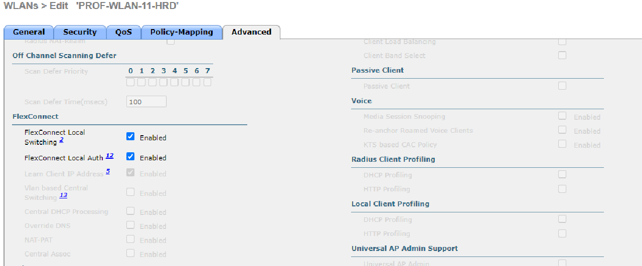 WLC HQ WLAN 11 FLEX SETUP