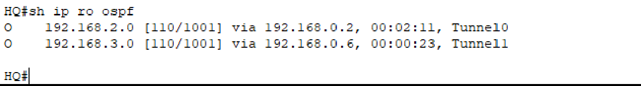 Show IP Route from OSPF HQ