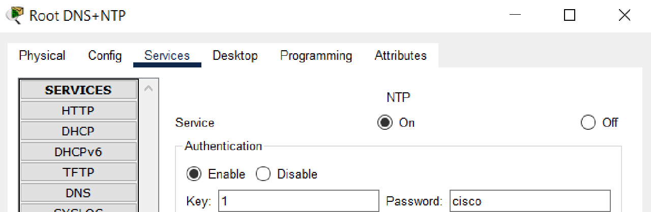 NTP Server password